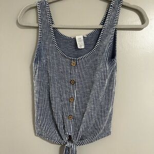 Striped Blue Button-Down Tank Top